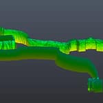 Point cloud representation of the excavated cellar environment before the custom boards are manufactured and installed.