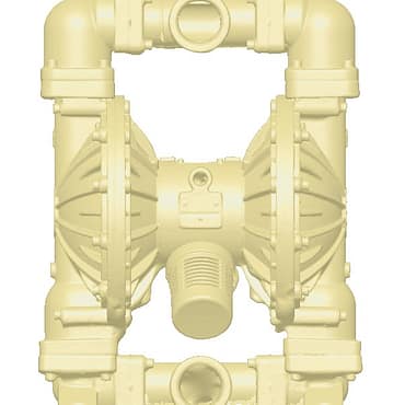 Front view of a 3D-scanned industrial double diaphragm pump, rendered as a precise digital model for reverse engineering.